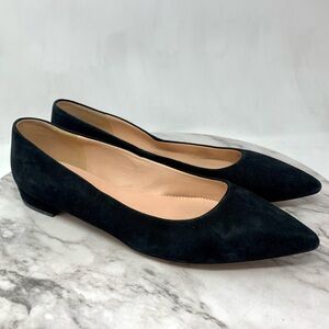 J. Crew Pointed Toe Black Suede Ballet Flats 11 Classic Comfy Minimalist Preppy
